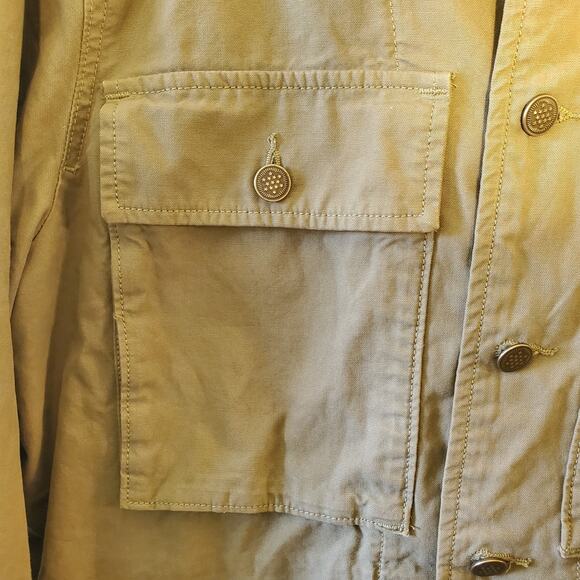 LUCKY BRAND Mens Embroidered Jacket Tiger Military Green Snap Front Pockets - Picture 7 of 16